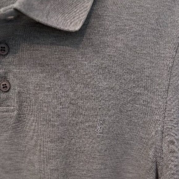 Saint Laurent Paris grey Cassandre polo shirt size S - Picture 3 of 6